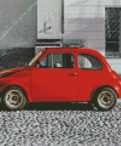 Red Fiat 500 Car Diamond Painting