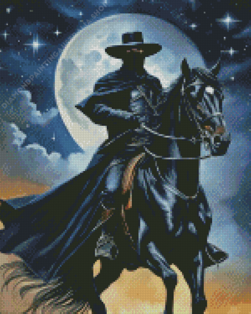 Zorro On Black Horse Diamond Painting