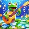 Frog Singing and Playing Guitar Diamond Painting