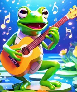 Frog Singing and Playing Guitar Diamond Painting