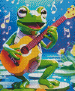 Frog Singing and Playing Guitar Diamond Painting