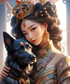 Korean Princess and Dog Diamond Painting