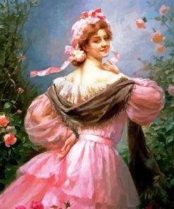 Lady in Pink Dress Diamond Painting