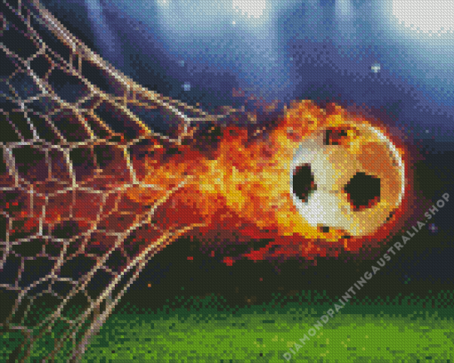 Soccer Ball On Fire Diamond Painting