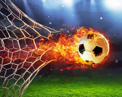 Soccer Ball On Fire Diamond Painting