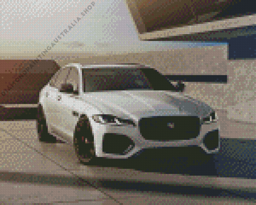 White Car Jaguar Diamond Painting